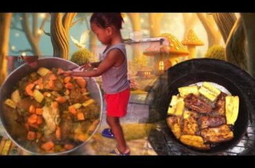 French ! Fry Chicken ! Rice & Peas Fry Plantin ! Curry Chicken