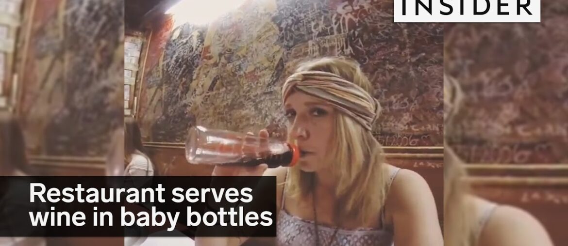 This restaurant serves its wine in baby bottles