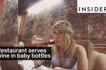 This restaurant serves its wine in baby bottles
