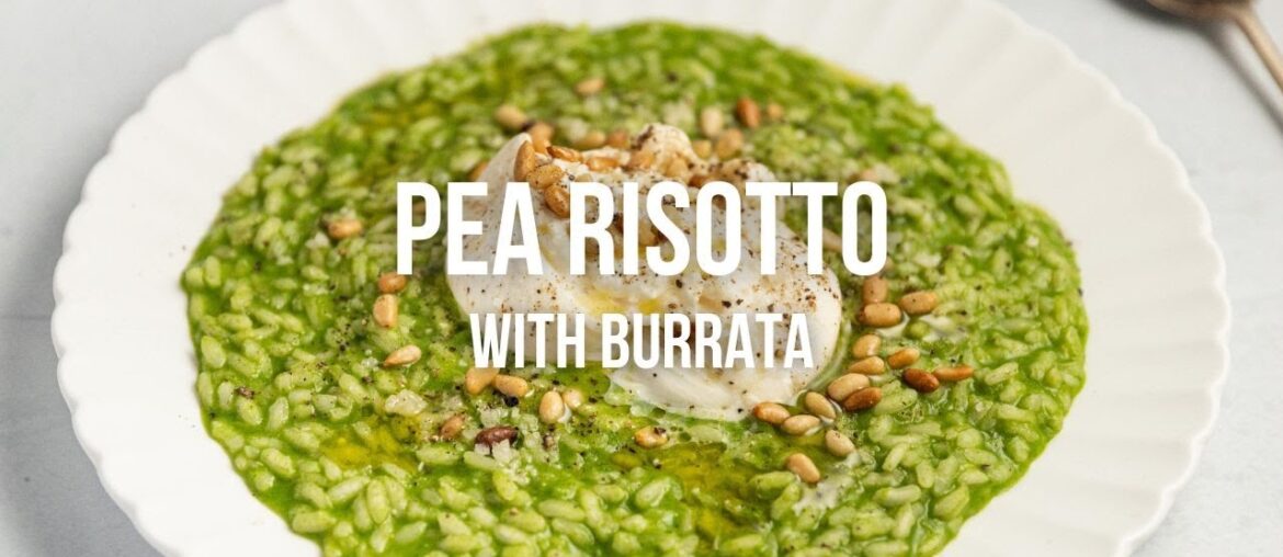 Pea Risotto with Burrata