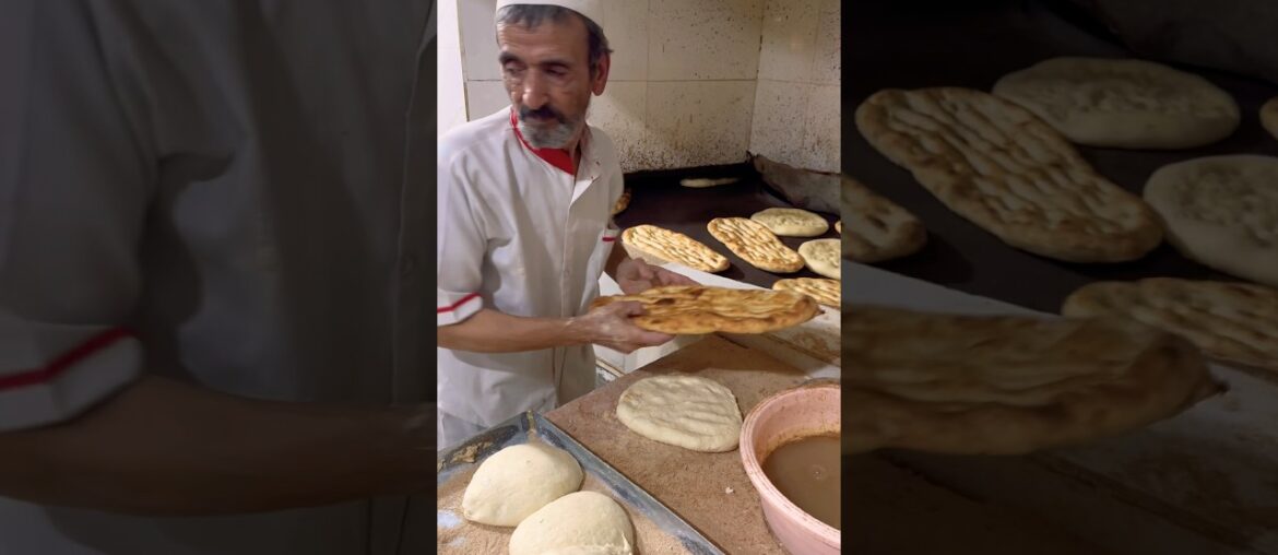 The art of baking Barbara bread by Haji Baba in Iran#shortsvideo
