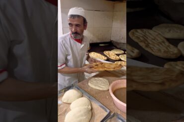 The art of baking Barbara bread by Haji Baba in Iran#shortsvideo