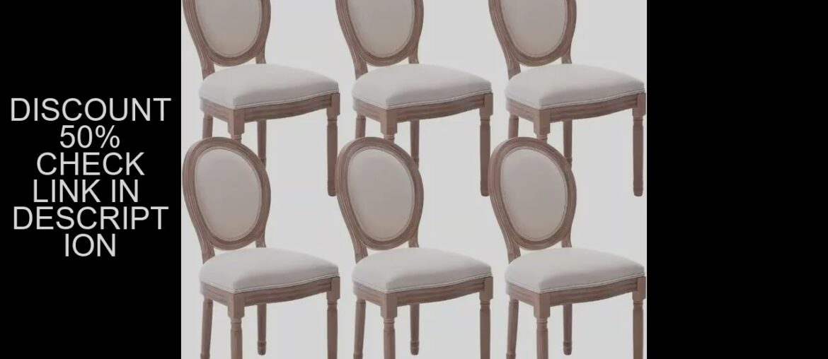 French Country Dining Chairs Set of 6, Vintage Louis Chairs with Curved Backrest and Beautifully Car