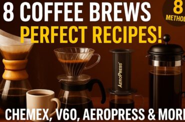 8 Coffee Brewing Methods & Perfect Recipes /Chemex, V60, AeroPress, French Press & More
