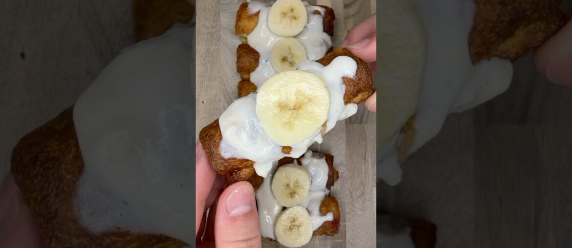 Banana French Toast Rolls! Recipe below in comments. #highprotein #lowcarb #airfryer