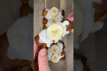 Banana French Toast Rolls! Recipe below in comments. #highprotein #lowcarb #airfryer