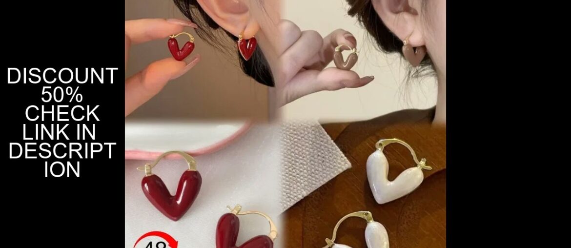 Muti-styles Romantic French Wine Red Enamel Heart Shaped Pendant Earrings Fashion Jewelry For Women