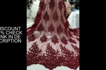 Luxury Wine African Sequins Beads Lace Fabric 2023 French Handmade Beads Tulle Net Lace Fabric For E