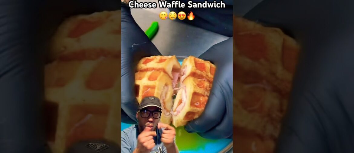French Toast Ham & Cheese Waffle Sandwich! #shorts #food #foodie