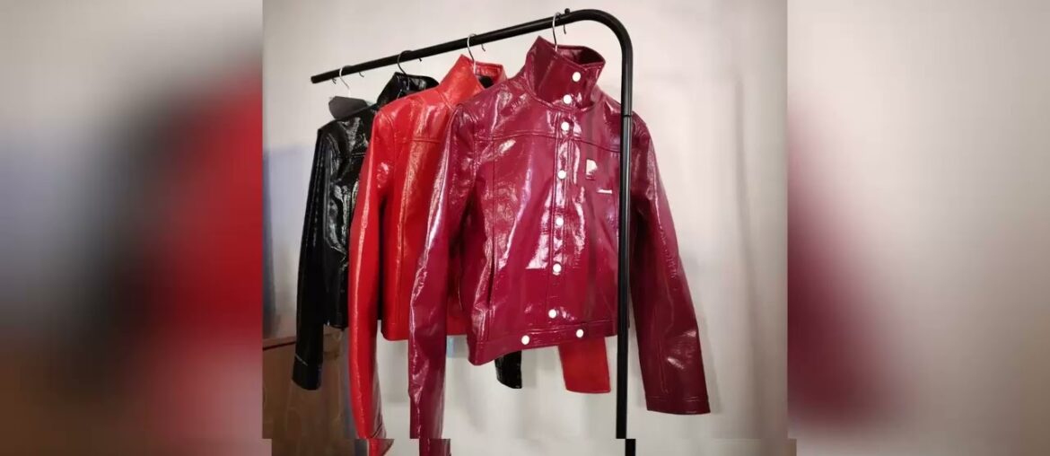 A must-have product! Trendy Luxury French Niche Classic Logo Cut PU Texture Shiny Leather Jacket W A must-have product! Trendy Luxury French Niche Classic Logo Cut PU Texture Shiny Leather Jacket W