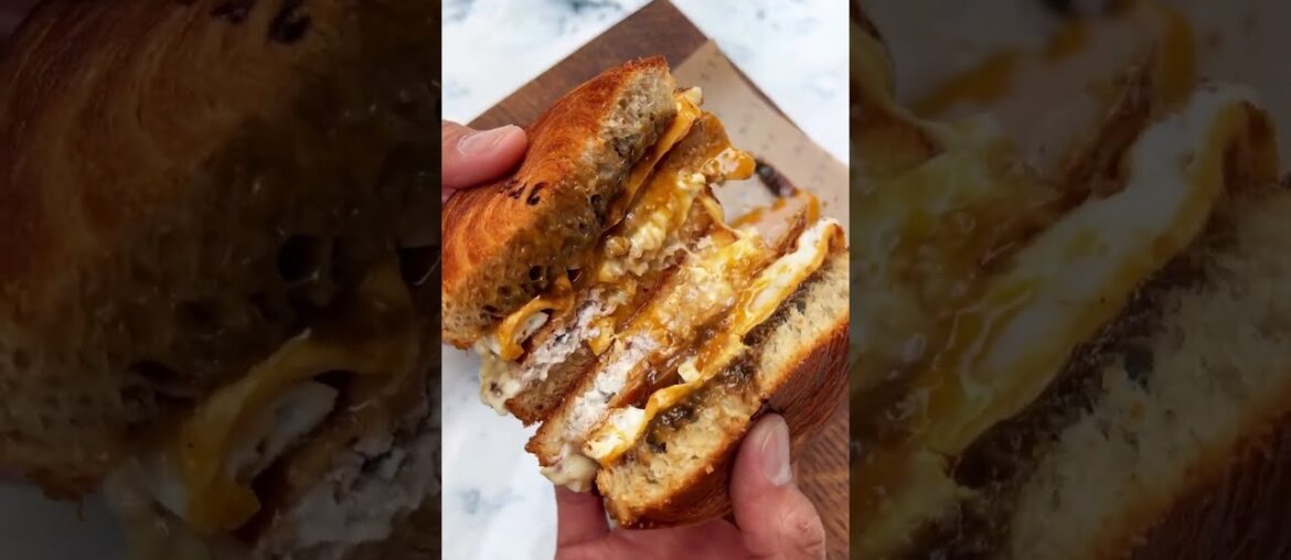 How We Make Our Breakfast Croissant Pucks! #foodvideo #chefs #shorts