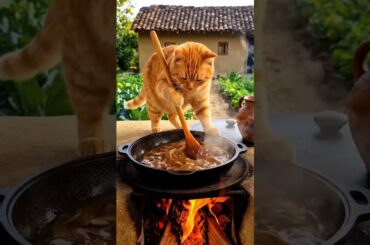 Chef Kitty Makes Perfect French Onion Soup! #catcooking #cat #funnycat #cute #orangecat #funnyanimal