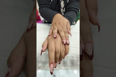 nail# extension #nail art #0 French #nail art #wine #colour #glitter# lining#viral #