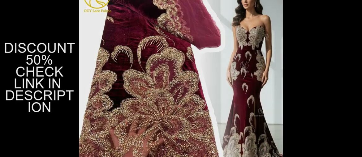 Luxury African Velvet Gold Beaded Sequin Lace Fabric 2025 Wine Red Groom Embroidery Fabric French La Luxury African Velvet Gold Beaded Sequin Lace Fabric 2025 Wine Red Groom Embroidery Fabric French La