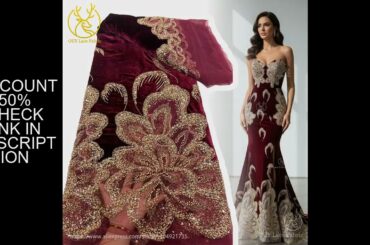 Luxury African Velvet Gold Beaded Sequin Lace Fabric 2025 Wine Red Groom Embroidery Fabric French La
