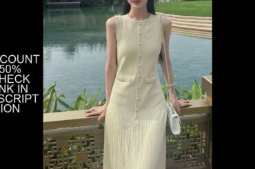 French Knitted Small Fragrance Sleeveless Dress Women Beige Beaded Sweet Fashion Vintage Wine Slim E