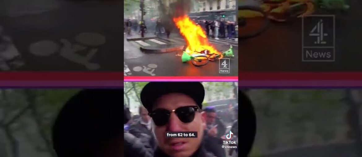 france police set on fire in Paris #2023 #protest #france #latestnews