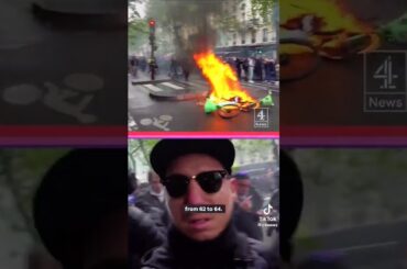 france police set on fire in Paris #2023 #protest #france #latestnews
