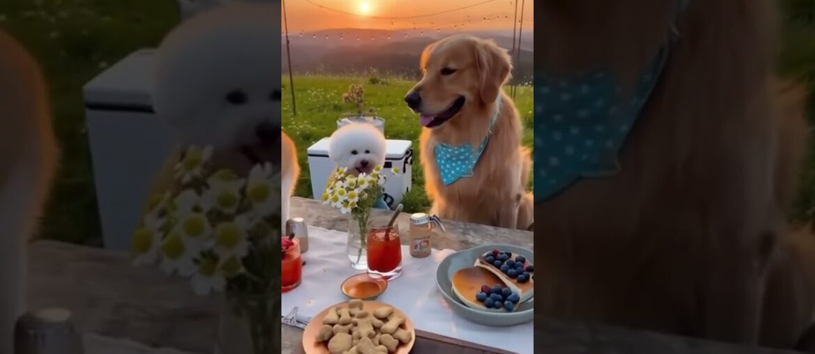 Sunset Dog Picnic! #shortsfeed #reel #viral #trending #viralvideo #trendingshorts #pets #funny #dog