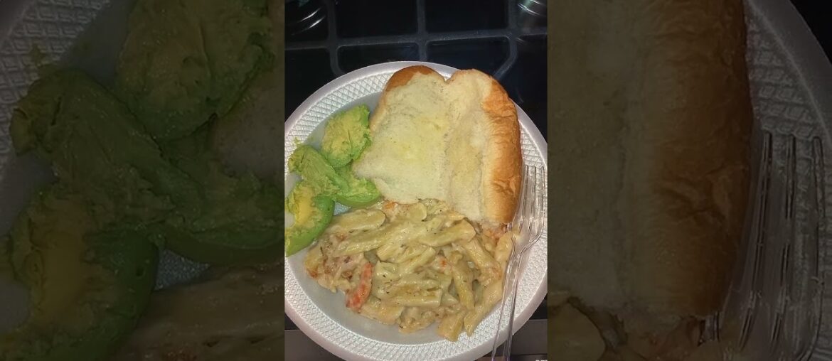 Bird Ate Shrimp Alfredo, French Bread With Avocado For Dinner