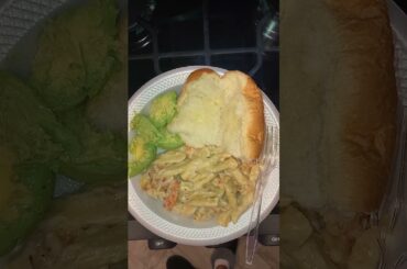 Bird Ate Shrimp Alfredo, French Bread With Avocado For Dinner