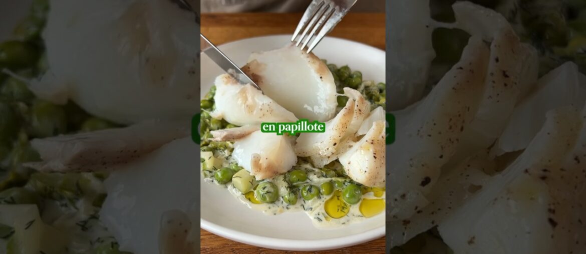 Cod and pea fricassee #classicfrench #recipe #food #classiccuisine #cooking #french