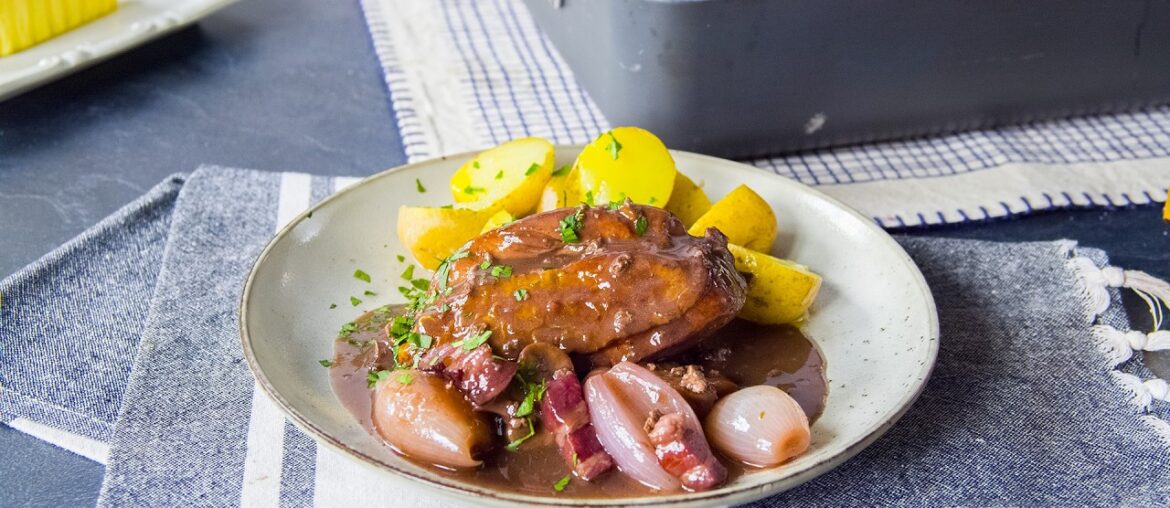 Coq Au Vin Recipe: A French Red Wine-Braised Chicken Stew With Mushrooms And Bacon