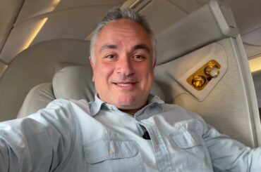 Emirates A380, First Class Perfection: Fine-Dining in the Sky. Showers in the Air. Vienna Airport