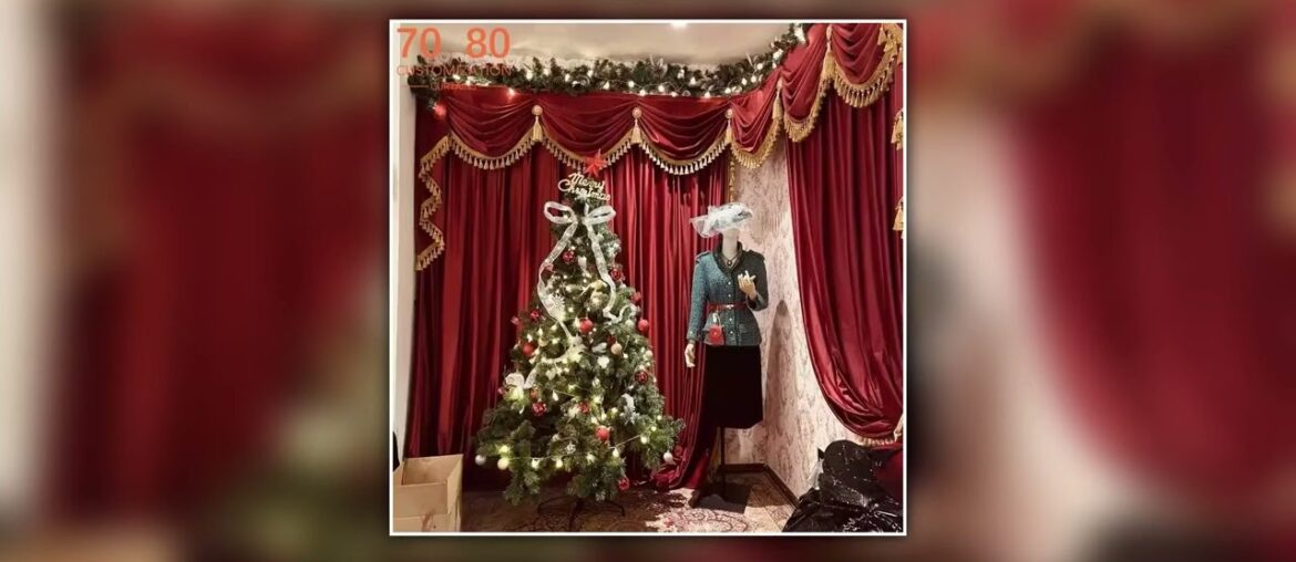 Hot Picks American Christmas Decoration Wine Red Velvet Curtains for Living Room Bedroom French Win