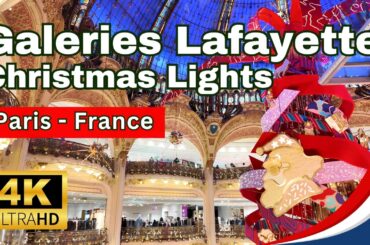 Paris Galeries Lafayette 4K Walk 2025 | Ultra HD | Magical Holiday Atmosphere in the City of Lights