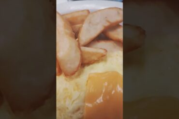 Cheese omletee with french fries breakfast yummy