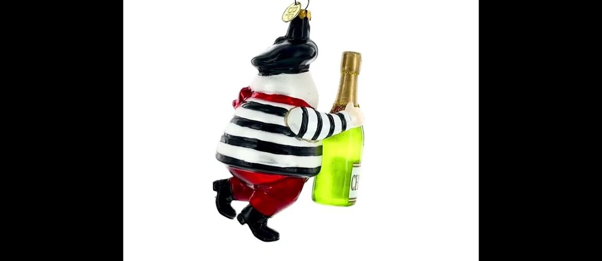 French Santa with Sparkling Wine Glass Christmas Ornament (DD-0054)