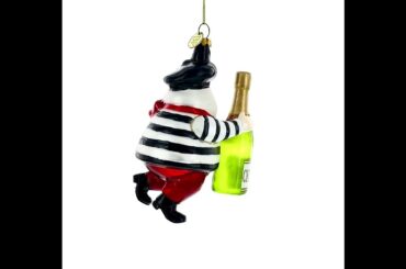 French Santa with Sparkling Wine Glass Christmas Ornament (DD-0054)