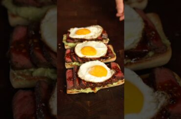 Steak and eggs breakfast sandwich w/ @LaBreaBakery  Take & Bake French Sandwich Rolls