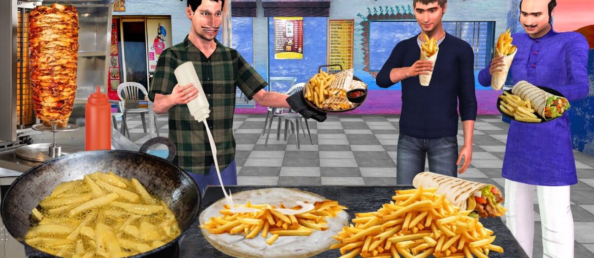 French Fries Shawarma Recipe Village Famous Street Food Hindi Kahani Moral Stories New Comedy Video