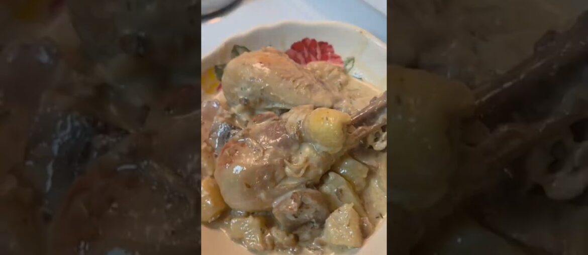 Chicken W/ Creamy Mushroom Sauce- #recipeideas #easycooking #casserole #French # non-alcoholic