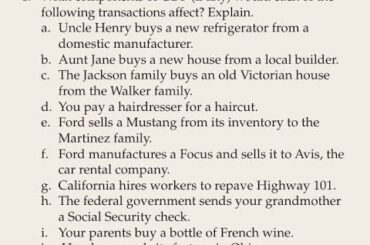 What components of GDP (if any) would each of the following transactions affect? Explain. a. Uncle H