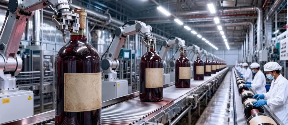 The process of producing a bottle of premium French wine.