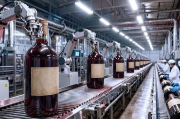 The process of producing a bottle of premium French wine.