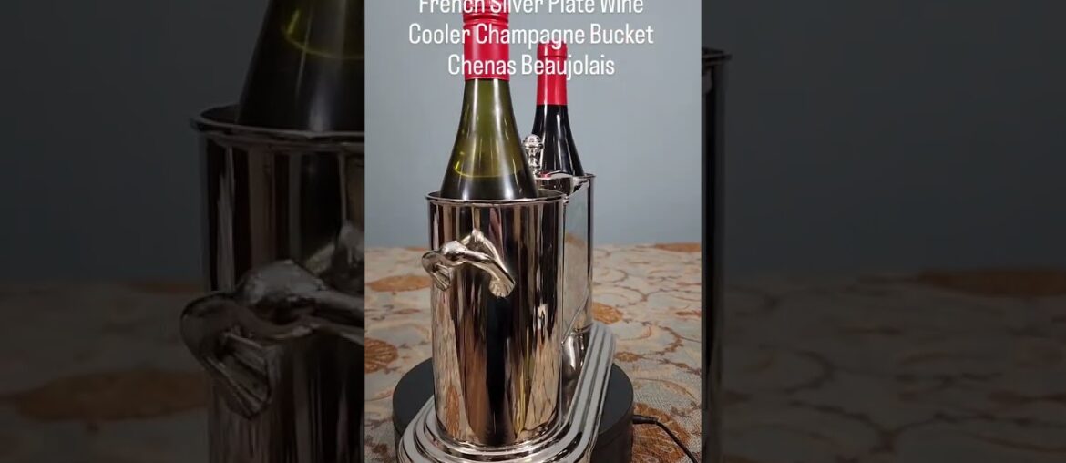French Silver Plate Wine Cooler Champagne Bucket Chenas Beaujolais #wine #champagne