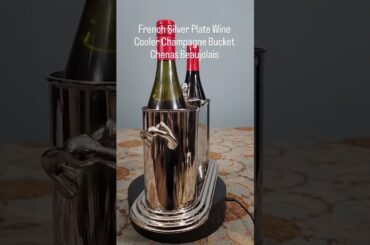French Silver Plate Wine Cooler Champagne Bucket Chenas Beaujolais #wine #champagne