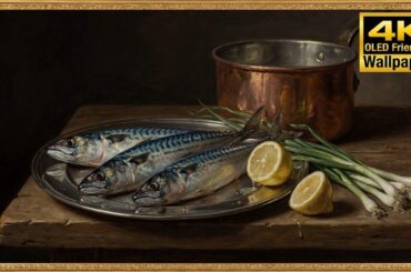 Frame TV Art 4K - Fresh Mackerel & Copper - French Kitchen Style