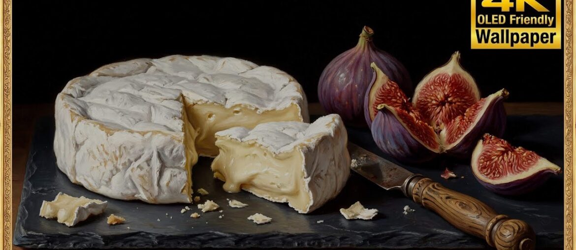 4K TV Art - Brie Cheese & Fresh Figs - Gourmet Rustic Dining