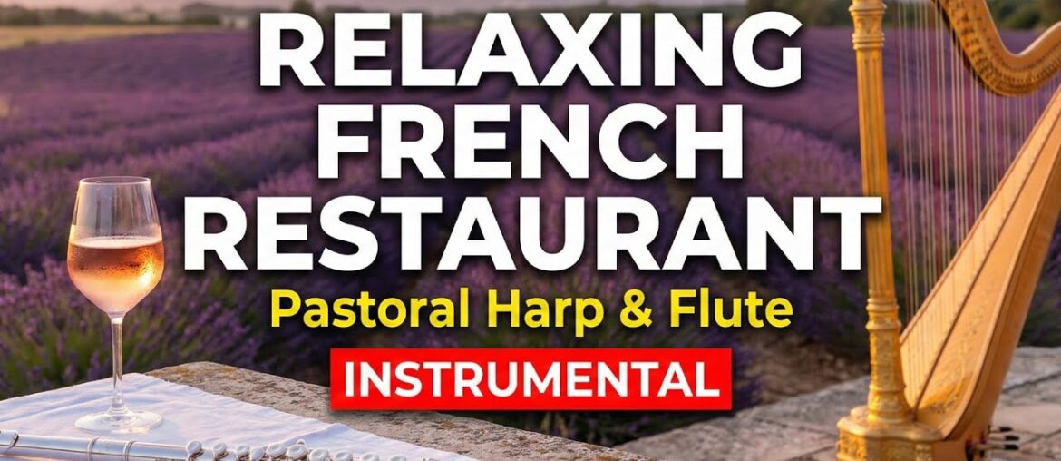 Relaxing French Restaurant Songs | 12 Hours Pastoral Harp & Flute Instrumental Music