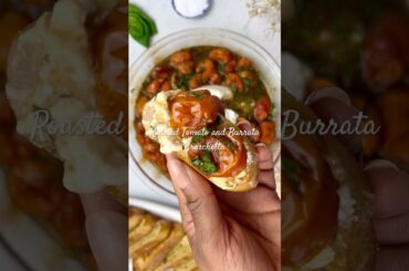 Roasted Tomatoes and Burrata Bruschetta  #crostini #burrata #appetizer #easyrecipe