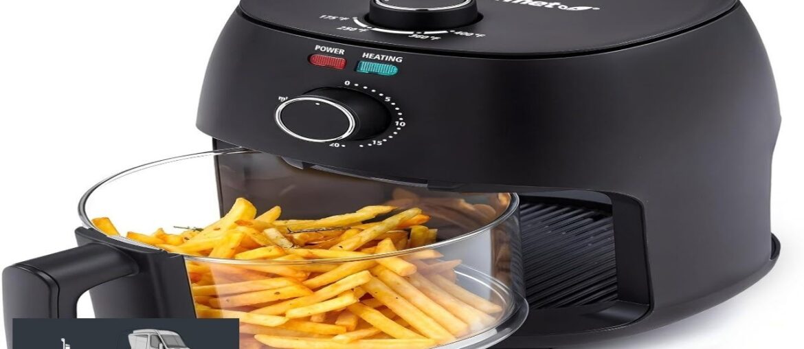 Elite Gourmet EAF2305 Glass Air Fryer 2.4Qt Capacity PFAS Free Ceramic Coated