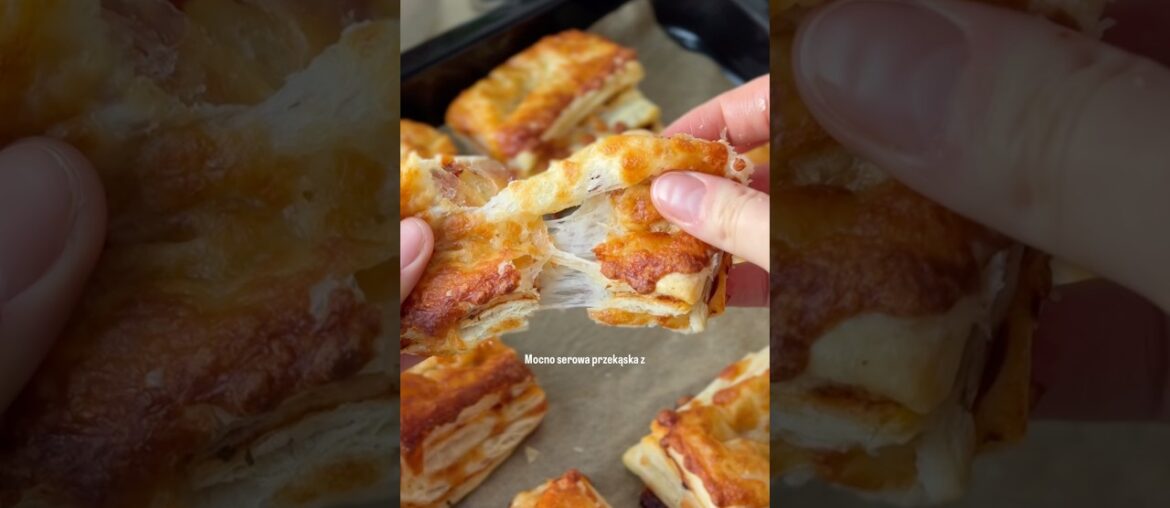 Serowa przekąska z ciasta francuskiego Serowa przekąska z ciasta francuskiego