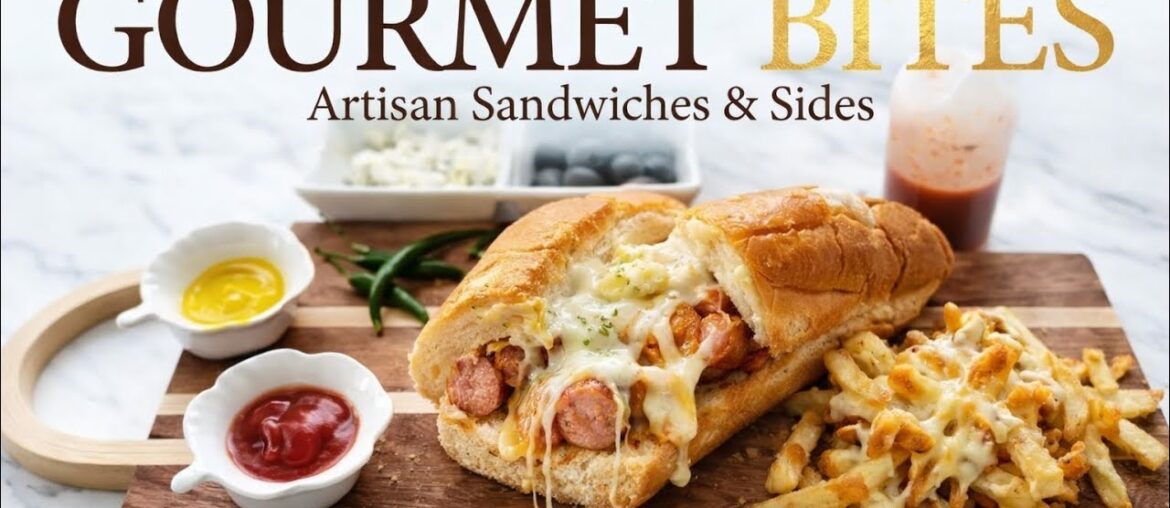Gourmet Bites | Sausage Sandwich with Melted Mozzarella & Artisan Fries