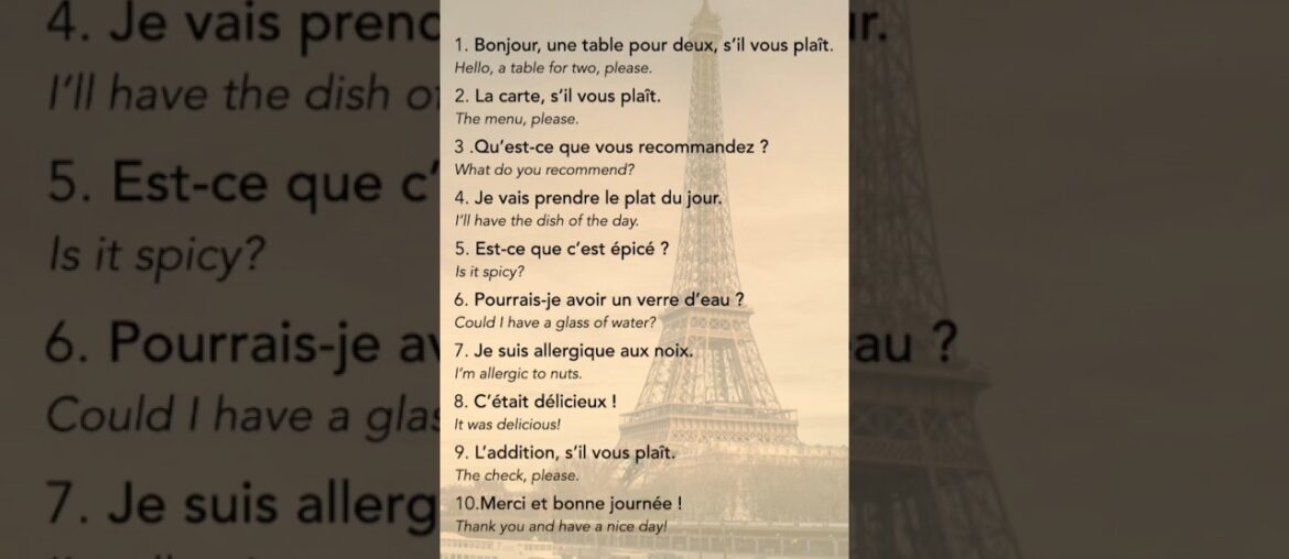 10 Essential French Phrases at a Restaurant 🇫🇷