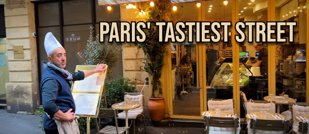 Street food on Rue Montorgueil, Paris. The most delicious street in Paris!